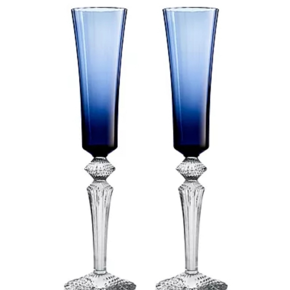 Two Baccarat Crystal Flutes